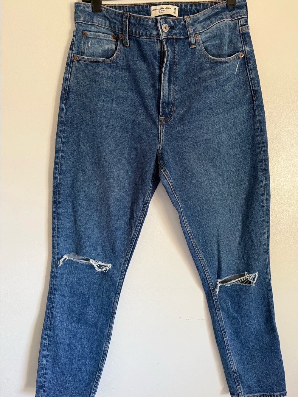 Abercrombie & Fitch Medium Blue Distressed Denim Jeans